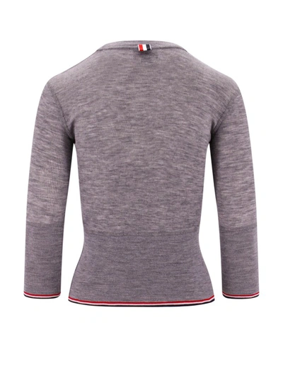 Shop Thom Browne Ribbed Wool Sweater In Grey