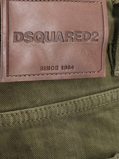 Shop Dsquared2 Stretch Cotton Trouser With Paint Stains In Green