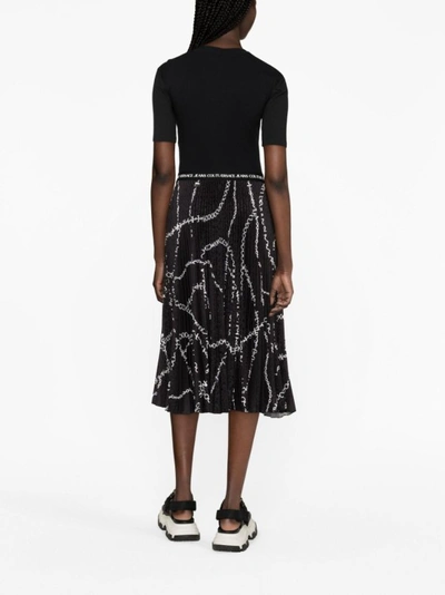 Shop Versace Jeans Couture Pleated Black Midi Skirt