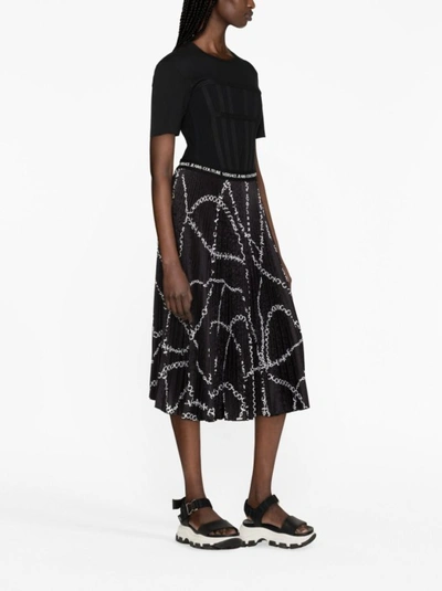 Shop Versace Jeans Couture Pleated Black Midi Skirt