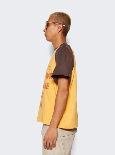 Shop Rhude Action Cut-off Short Sleeve Raglan T-shirt In Yellow