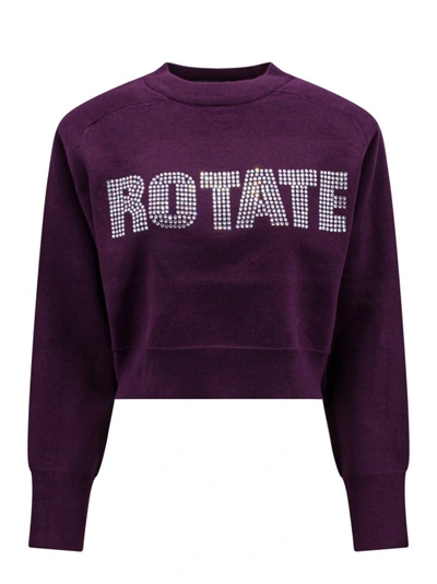 Shop Rotate Birger Christensen Purple Organic Cotton Sweater With Logo