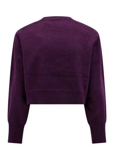 Shop Rotate Birger Christensen Purple Organic Cotton Sweater With Logo