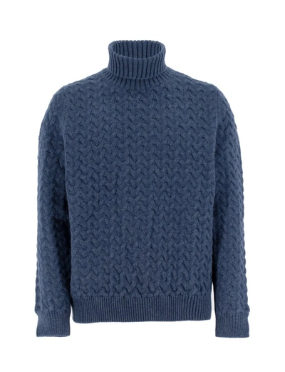 Shop Fedeli Blue Turtleneck Pullover