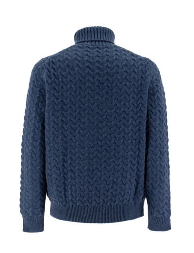 Shop Fedeli Blue Turtleneck Pullover
