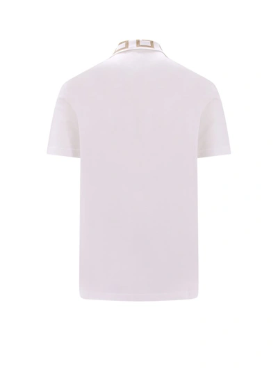 Shop Versace Cotton Polo Shirt With Medusa Patch In White