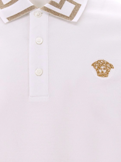 Shop Versace Cotton Polo Shirt With Medusa Patch In White