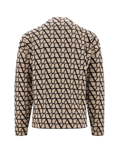 Shop Valentino Wool Sweater With Toile Iconogrphe Motif In Brown