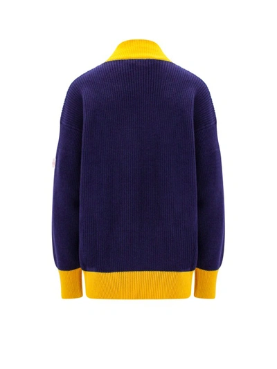 Shop Marni Ribbed Virgin Wool And Cotton Sweater In Blue