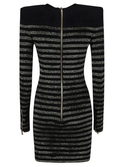 Shop Balmain Button-detail Striped Minidress In Black