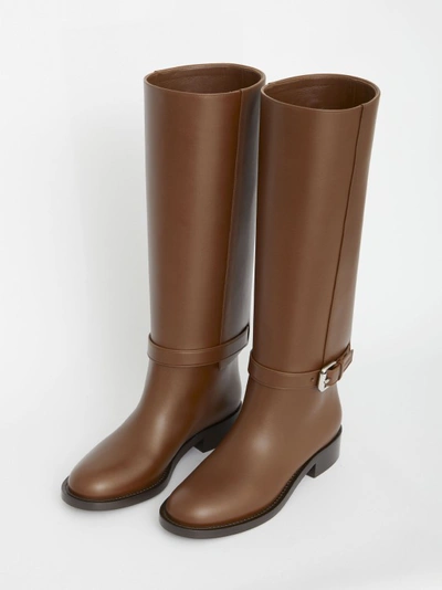 Shop Burberry Brown Leather Ankle Boots