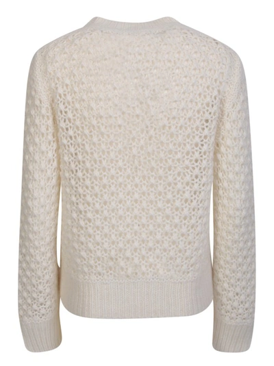 Shop Fabiana Filippi Platinum And Mohair Perforated Ivory Jumper In Neutrals