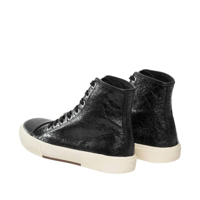 Shop Balenciaga Paris Leather Sneakers In Black