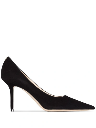 Jimmy Choo Romy 85 Spitze Pumps Aus Schwarzem Leder Mit Eidechsen-print In Black