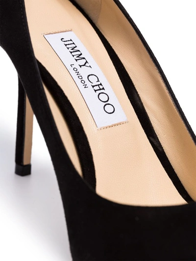 Jimmy Choo Romy 85 Spitze Pumps Aus Schwarzem Leder Mit Eidechsen-print In Black