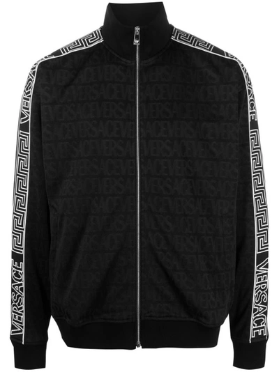 Shop Versace Black Zip-up Sweatshirt