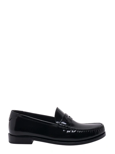 Shop Saint Laurent Black Leather Loafer