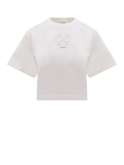 Shop Off-white White Cotton T-shirt With Frontal Arrow Logo