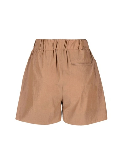 Shop Alysi Poplin Shorts With Elastic In Brown