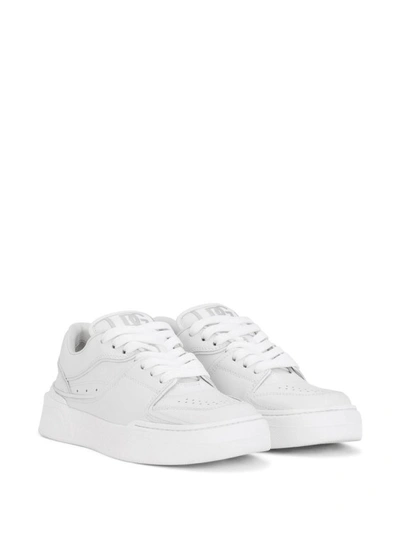 Shop Dolce & Gabbana White Vitello Leather Sneakers
