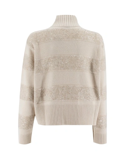 Shop Brunello Cucinelli Virgin Wool Turtleneck Sweater In Neutrals