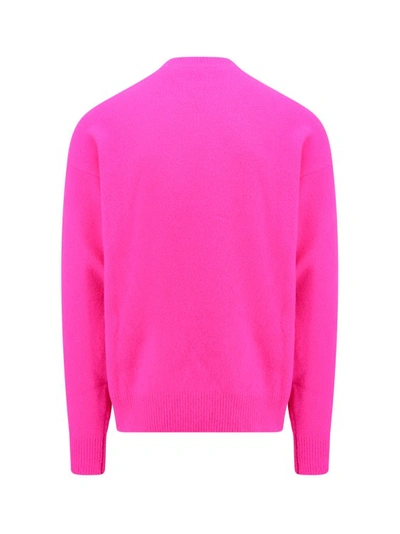 Shop Palm Angels Wool Blend Sweater With Embroidered Logo In Pink