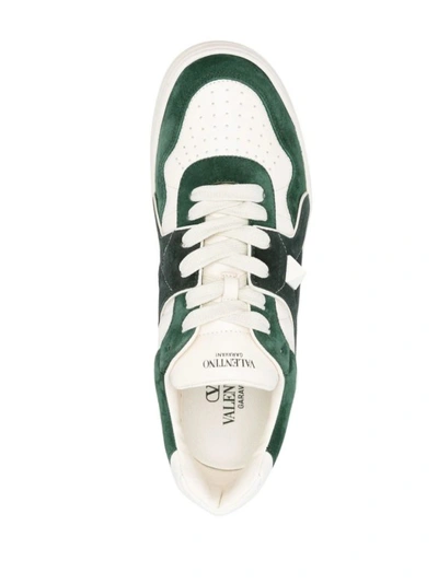 Shop Valentino One Stud Logo Print Trainers In Green