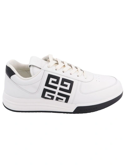 Shop Givenchy Leather Sneakers With Contrasting 4g Logo In White