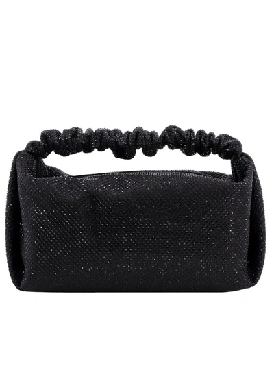 Shop Alexander Wang Satin Handbag With All-over Rhinestones In Black