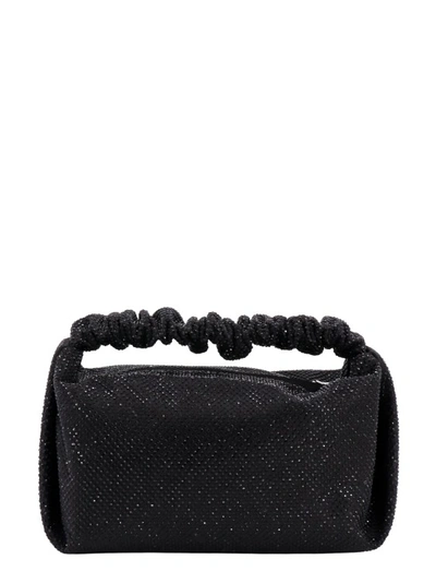 Shop Alexander Wang Satin Handbag With All-over Rhinestones In Black