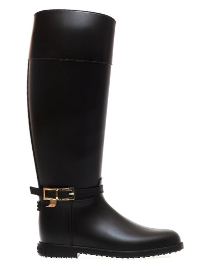Shop Sergio Rossi Boot Rubber And Black Leather