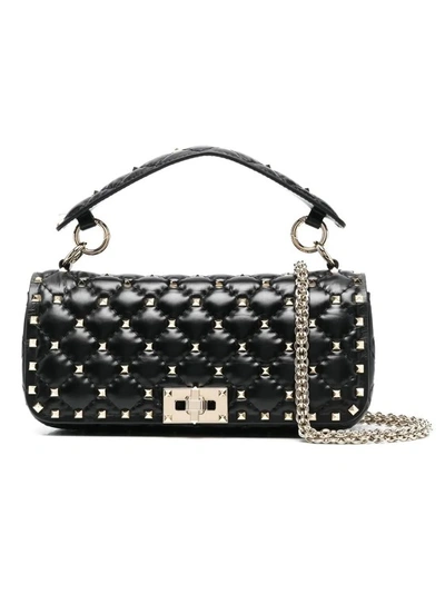 Shop Valentino Rockstud Embellished Shoulder Bag In Black
