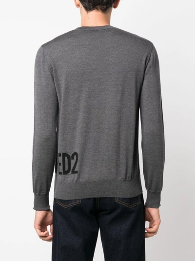 Shop Dsquared2 Intarsia Logo Sweater In Grey