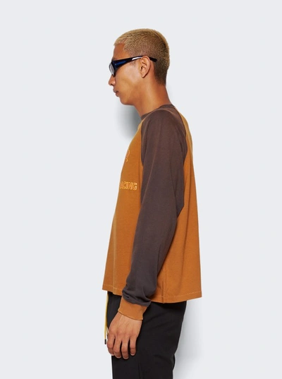 Shop Rhude Black Hills Long Sleeve Raglan Shirt In Brown