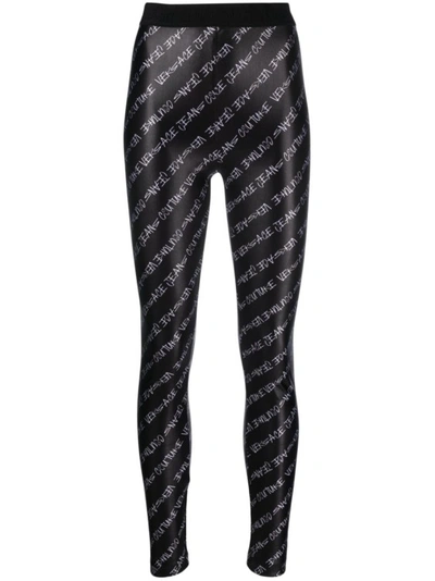 Shop Versace Jeans Couture All-over Print Black Leggings