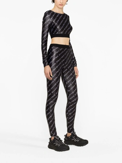 Shop Versace Jeans Couture All-over Print Black Leggings