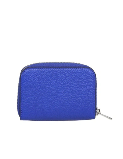 Shop Ferragamo Gancini Card Holder In Lapis Color Leather In Blue