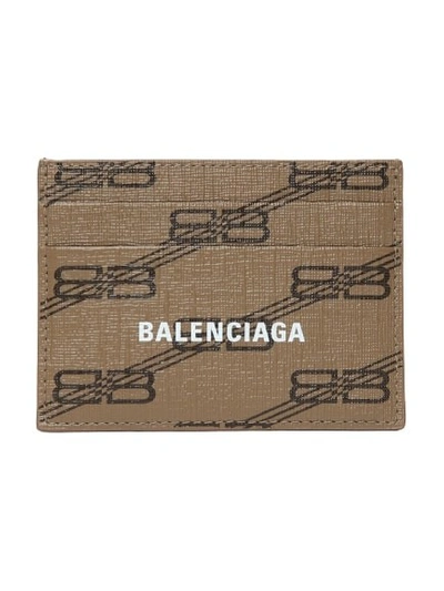 Shop Balenciaga Coated Canvas Card Holder In Brown