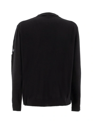 Shop Ermanno Scervino Black Crewneck Ribbed Sweater