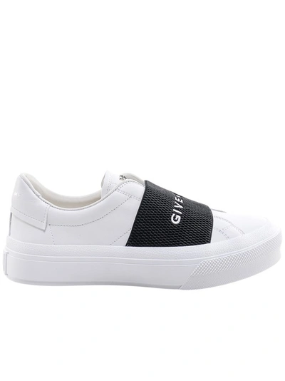 Shop Givenchy Leather Sneakers With Contrasting Logoed Band In White