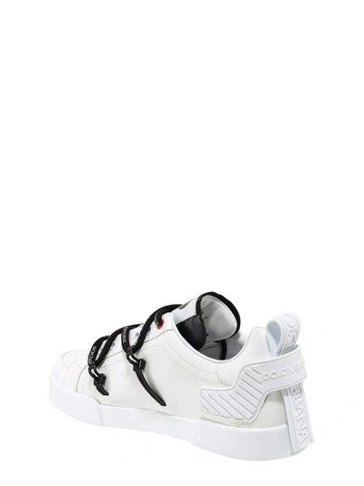 Shop Dolce & Gabbana Portofino Leather Sneakers In White