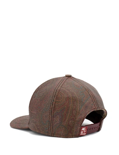 Shop Etro Logo Embroidered Paisley Cap In Brown