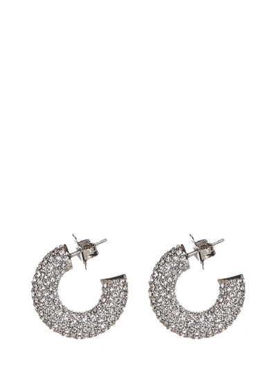 Shop Amina Muaddi Silver Hoop Earrings