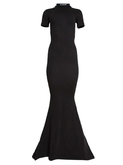 Shop Balenciaga T-shirt Maxi Dress In Black