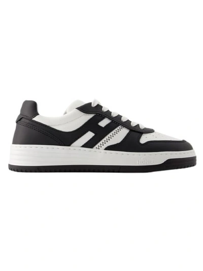 Shop Hogan H630 Lace-up Sneakers - Leather - Black