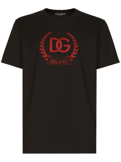 Shop Dolce & Gabbana Black Logo Print T-shirt