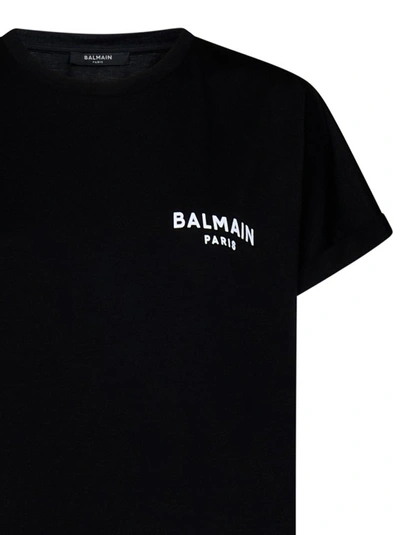Shop Balmain Black Logo Print T-shirt