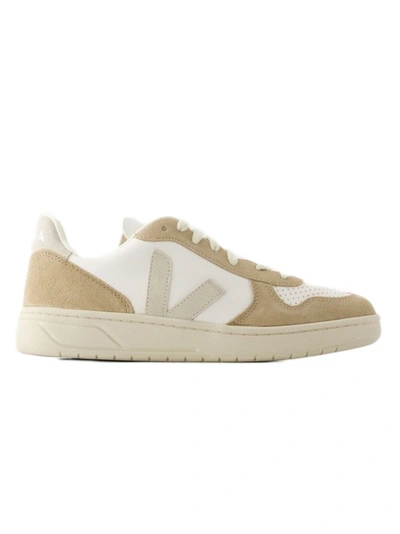 Shop Veja V-10 Sneakers - Leather - White Sahara In Brown