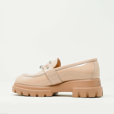 Shop Agl Attilio Giusti Leombruni Nude Patent Moccasin With Ring In Neutrals