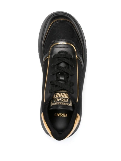 Shop Versace Black/gold Sneakers